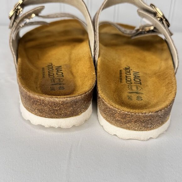 NAOT Santa Barbara Sz 9 Leather Slide w Buckle  Metallic Mosaic Snake Colorful - Picture 6 of 8